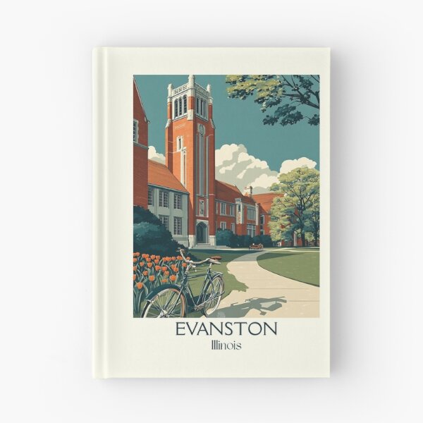 Item preview, Evanston Illinois Vintage Travel Poster | University Campus Art designed and sold by TuncGK.