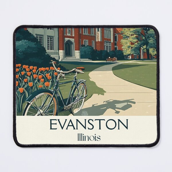 Item preview, Evanston Illinois Vintage Travel Poster | University Campus Art designed and sold by TuncGK.
