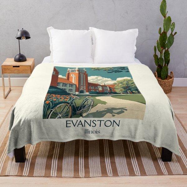 Item preview, Evanston Illinois Vintage Travel Poster | University Campus Art designed and sold by TuncGK.