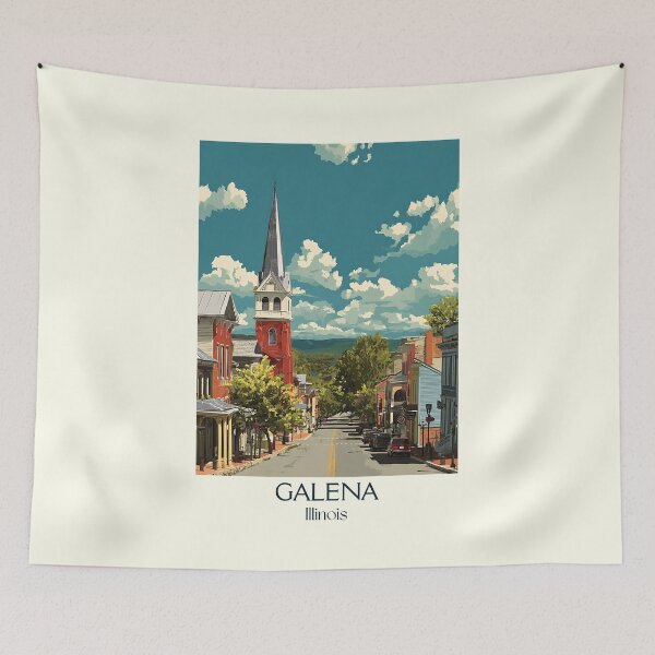 Item preview, Galena Illinois Vintage Travel Poster | Historic Main Street Art designed and sold by TuncGK.