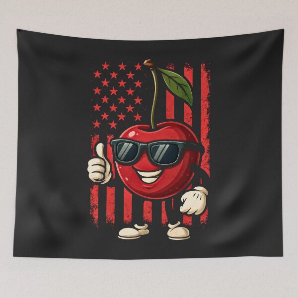 Item preview, Cool Cherry Sunglasses Funny Fruit Cartoon American Flag designed and sold by JerdbordinShop.