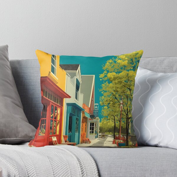 Item preview, Geneva Illinois Vintage Travel Poster | Charming Downtown Shops designed and sold by TuncGK.