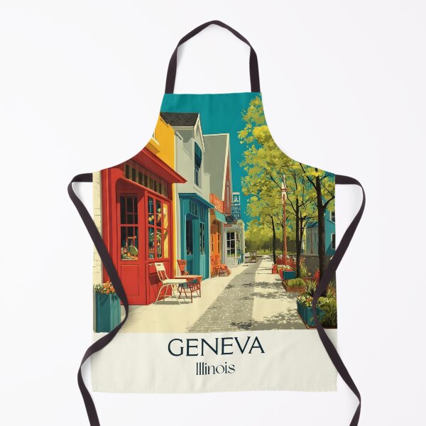 Item preview, Geneva Illinois Vintage Travel Poster | Charming Downtown Shops designed and sold by TuncGK.