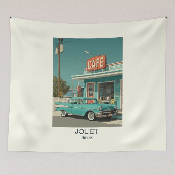 Item preview, Joliet Illinois Vintage Travel Poster | Retro Roadside Diner Art designed and sold by TuncGK.