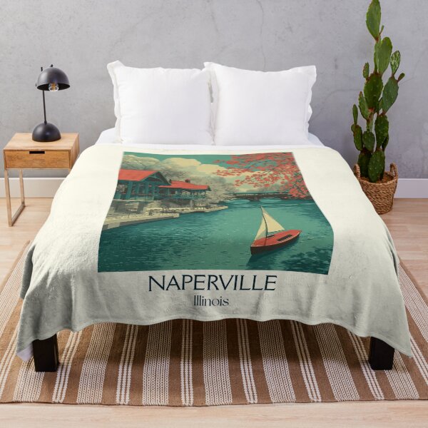 Item preview, Naperville Illinois Vintage Travel Poster | Riverwalk Scenery Art designed and sold by TuncGK.