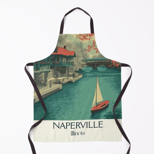 Item preview, Naperville Illinois Vintage Travel Poster | Riverwalk Scenery Art designed and sold by TuncGK.