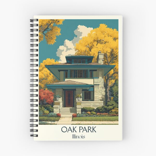 Item preview, Oak Park Illinois Vintage Travel Poster | Prairie School Architecture Art designed and sold by TuncGK.