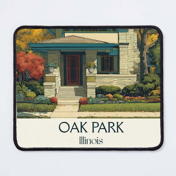 Item preview, Oak Park Illinois Vintage Travel Poster | Prairie School Architecture Art designed and sold by TuncGK.