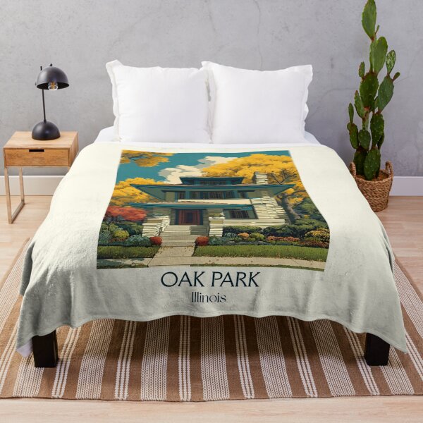 Item preview, Oak Park Illinois Vintage Travel Poster | Prairie School Architecture Art designed and sold by TuncGK.