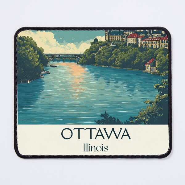 Item preview, Ottawa Illinois Vintage Travel Poster | Illinois River Town Art designed and sold by TuncGK.