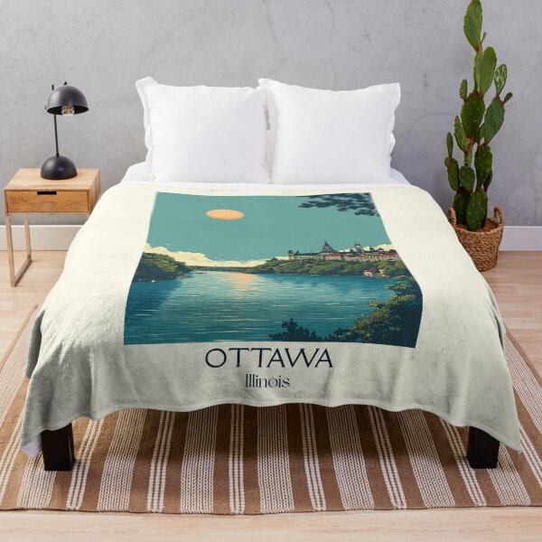 Item preview, Ottawa Illinois Vintage Travel Poster | Illinois River Town Art designed and sold by TuncGK.