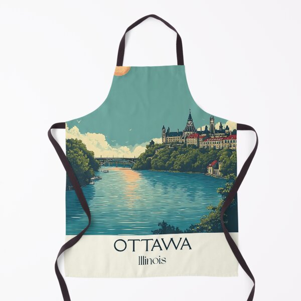 Item preview, Ottawa Illinois Vintage Travel Poster | Illinois River Town Art designed and sold by TuncGK.