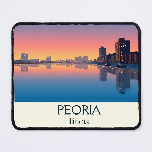 Item preview, Peoria Illinois Vintage Travel Poster | Illinois River Cityscape designed and sold by TuncGK.