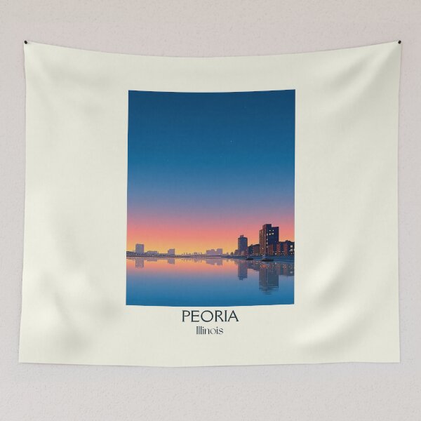 Item preview, Peoria Illinois Vintage Travel Poster | Illinois River Cityscape designed and sold by TuncGK.