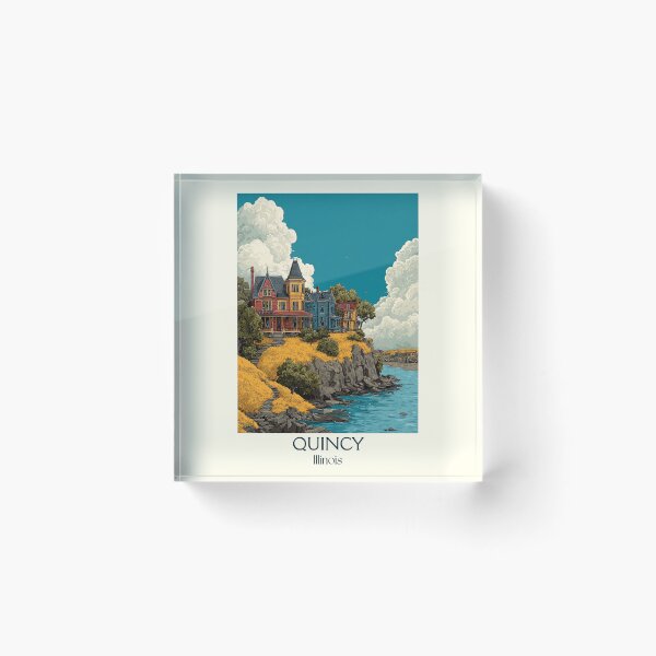 Item preview, Quincy Illinois Vintage Travel Poster | Mississippi River Bluffs designed and sold by TuncGK.