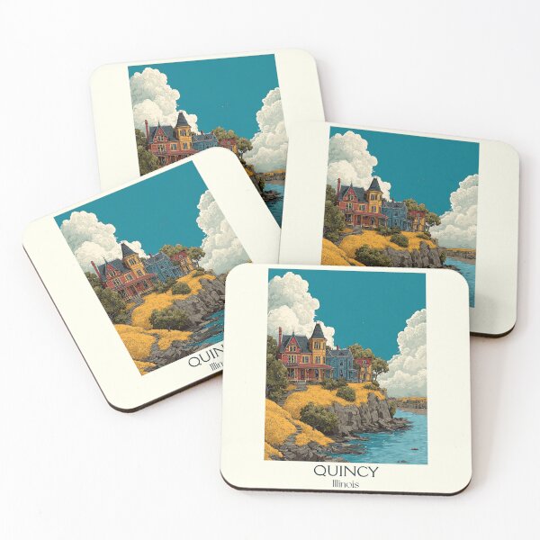 Item preview, Quincy Illinois Vintage Travel Poster | Mississippi River Bluffs designed and sold by TuncGK.