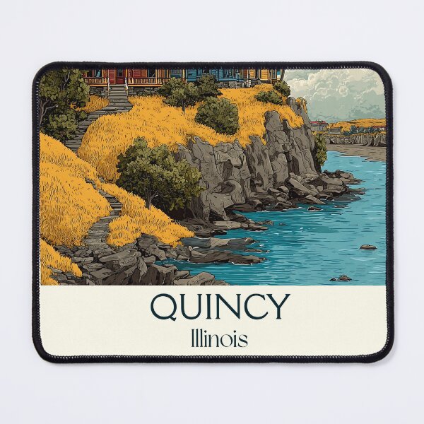 Item preview, Quincy Illinois Vintage Travel Poster | Mississippi River Bluffs designed and sold by TuncGK.