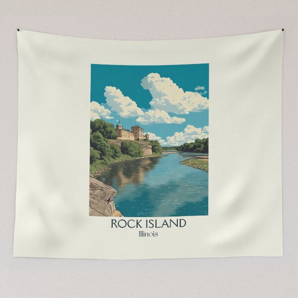 Item preview, Rock Island Illinois Vintage Travel Poster | Quad Cities River Art designed and sold by TuncGK.