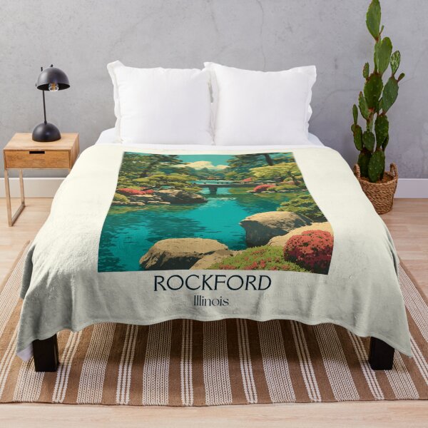 Item preview, Rockford Illinois Vintage Travel Poster | Japanese Garden Art designed and sold by TuncGK.