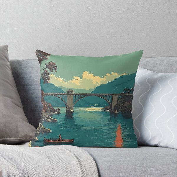 Item preview, St. Charles Illinois Vintage Travel Poster | Fox River Bridge Art designed and sold by TuncGK.