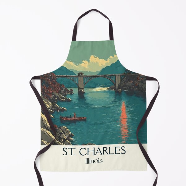 Item preview, St. Charles Illinois Vintage Travel Poster | Fox River Bridge Art designed and sold by TuncGK.
