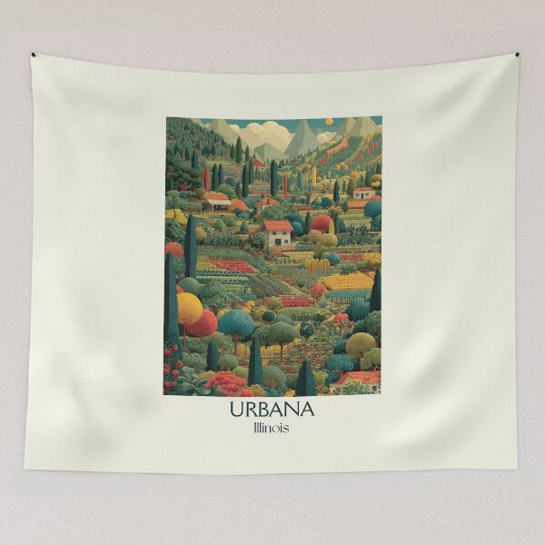 Item preview, Urbana Illinois Vintage Travel Poster | Idyllic Illinois Landscape designed and sold by TuncGK.