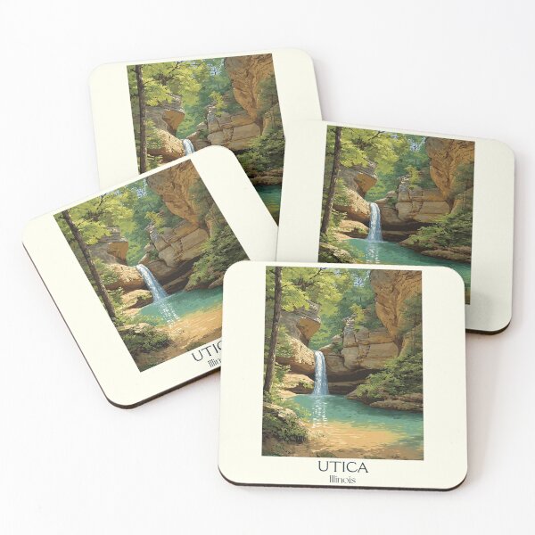 Item preview, Utica Illinois Vintage Travel Poster | Starved Rock State Park Art designed and sold by TuncGK.