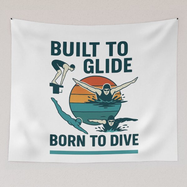 Item preview, Built to Glide – Retro Swim Stroke Graphic designed and sold by Gravly.