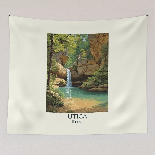 Item preview, Utica Illinois Vintage Travel Poster | Starved Rock State Park Art designed and sold by TuncGK.