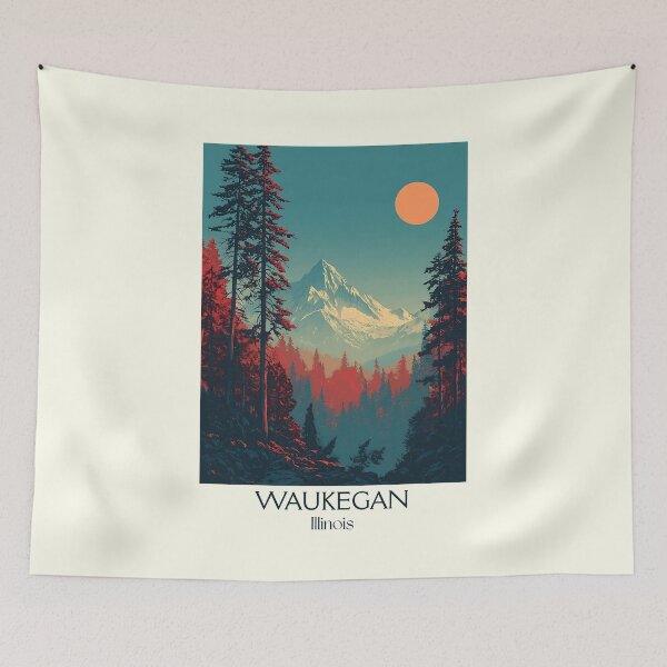 Item preview, Waukegan Illinois Vintage Travel Poster | Lake Michigan Scenery designed and sold by TuncGK.