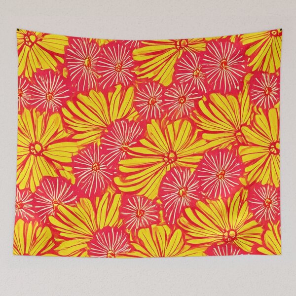 Item preview, Bright Yellow and Pink Floral Pattern designed and sold by SassyArtistry.