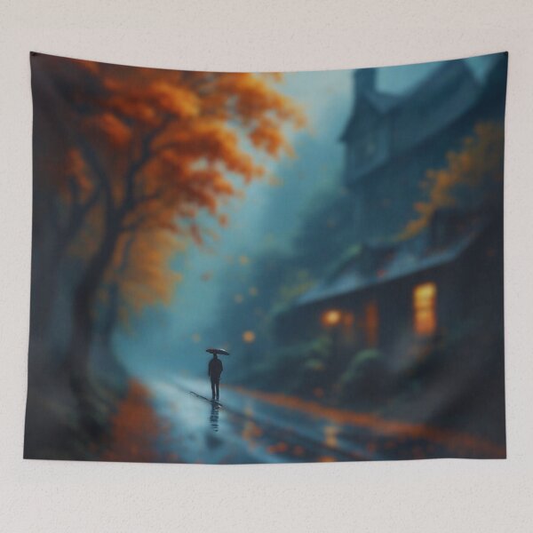 Item preview, Autumn Rain Walk by Cozy Cabin – Moody Nightscape by NegarTv Designs designed and sold by NegarTv Designs.