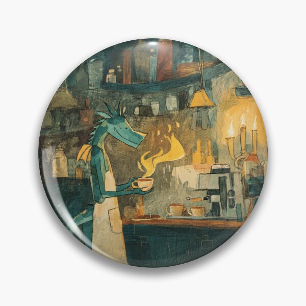 Item preview, Night Shift Roast – Painterly Dragon Café Scene designed and sold by ArcaneBeans.
