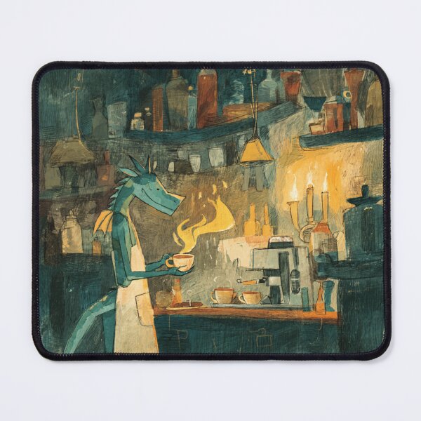 Item preview, Night Shift Roast – Painterly Dragon Café Scene designed and sold by ArcaneBeans.
