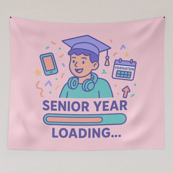 Item preview, Senior Year Loading | Graduation Countdown | Gen Z School Motivation Sticker designed and sold by Feline Rockstars.
