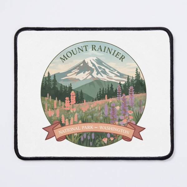 Item preview, Retro Flowers Florals Mount Rainier National Park Washington wilderness mt rainer designed and sold by SkeletonsDanger.