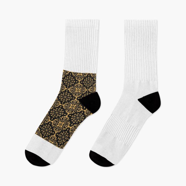 Item preview, Seamless Golden Floral Geometric Pattern on Black Background designed and sold by Scarf-Seamless.