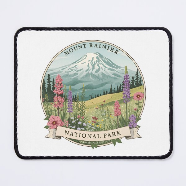 Item preview, Retro Flowers Florals Mount Rainier National Park Washington hiking adventure mt rainer designed and sold by SkeletonsDanger.