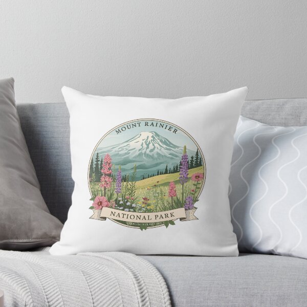 Item preview, Retro Flowers Florals Mount Rainier National Park Washington hiking adventure mt rainer designed and sold by SkeletonsDanger.
