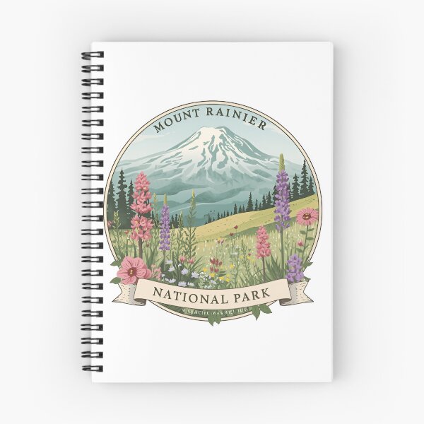 Item preview, Retro Flowers Florals Mount Rainier National Park Washington hiking adventure mt rainer designed and sold by SkeletonsDanger.