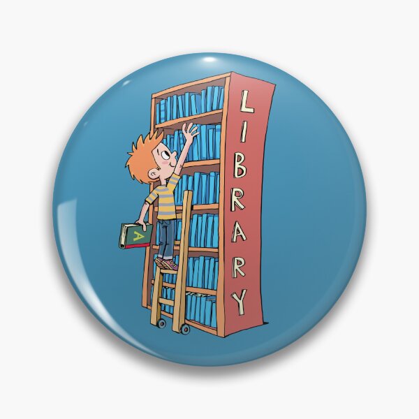 Item preview, boy stands on a ladder in the library and chooses a book designed and sold by duxpavlic.