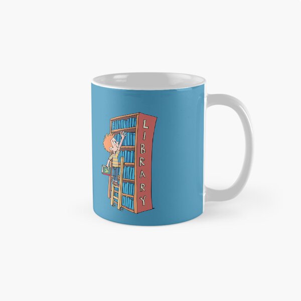 Item preview, boy stands on a ladder in the library and chooses a book designed and sold by duxpavlic.