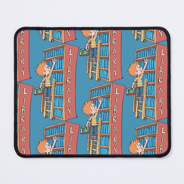 Item preview, boy stands on a ladder in the library and chooses a book designed and sold by duxpavlic.