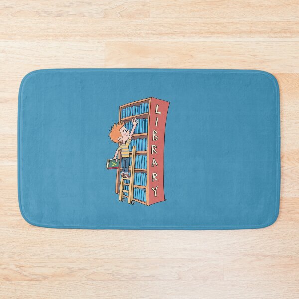 Item preview, boy stands on a ladder in the library and chooses a book designed and sold by duxpavlic.