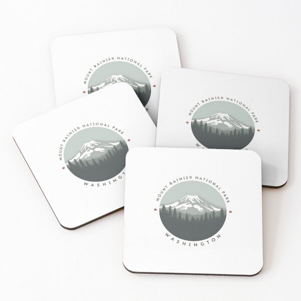 Item preview, Vintage Retro Trees Florals Mount Rainier National Park Washington adventures mt rainer designed and sold by SkeletonsDanger.
