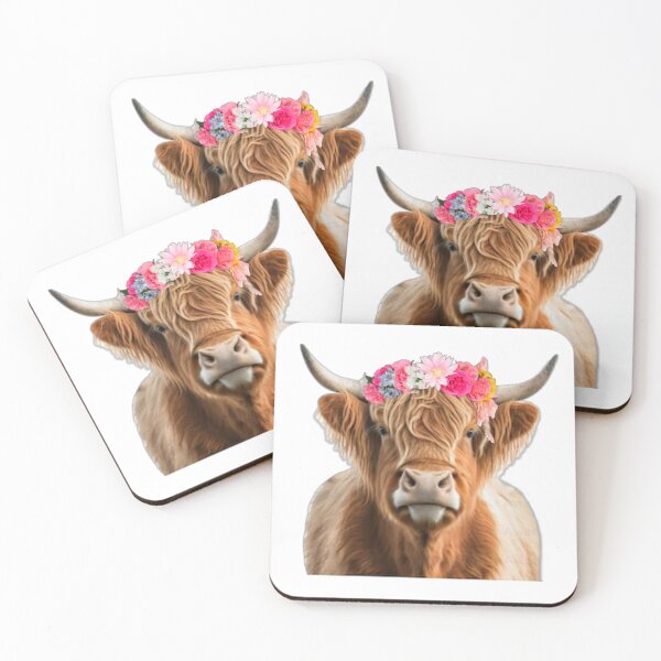 Item preview, Flower Crown Highland Cow designed and sold by Dahl House Doodles.