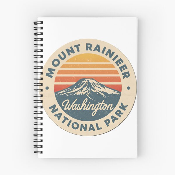Item preview, Vintage Retro Sunset rays Mount Rainier National Park Washington climbing adventures mt rainer designed and sold by SkeletonsDanger.