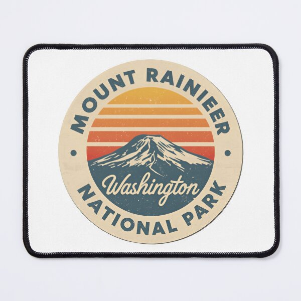 Item preview, Vintage Retro Sunset rays Mount Rainier National Park Washington climbing adventures mt rainer designed and sold by SkeletonsDanger.