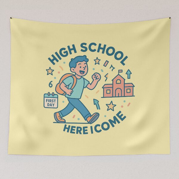 Item preview, High School Here I Come | Student Transition Sticker | Grade Milestone Gift designed and sold by Feline Rockstars.