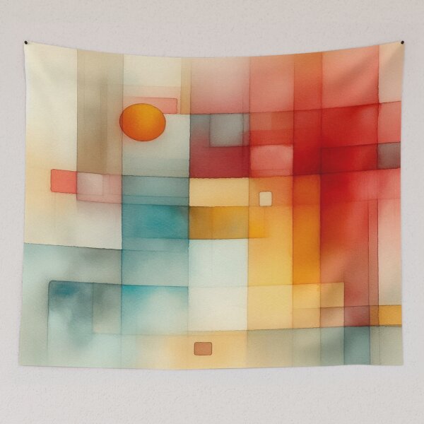 Item preview, Geometric Watercolor Flow – Rothko-style watercolor art with warm shapes and quiet colors designed and sold by FotoworldEdel.